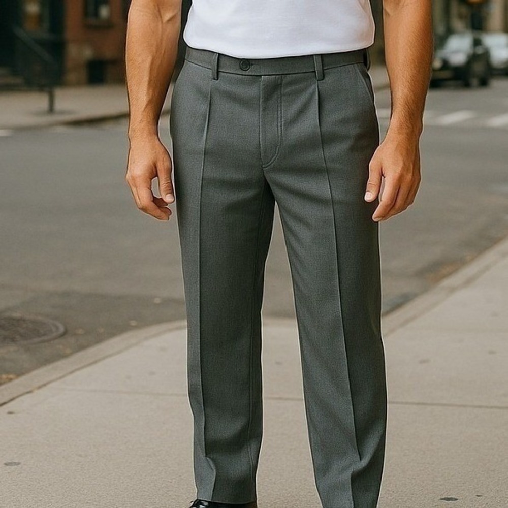 Botany 500 Mens Charcoal Gray Flat Front Dress Pants Size 42x28.5 Style 038